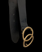Vintage Miss Seifridge Womens Black Aserpenth Crocodile-embossed Leather Belt