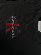 Vintage men's CALVIN KLEIN Jeans center logo black sweatshirt Size S oversize faded pullover|SKU 4243