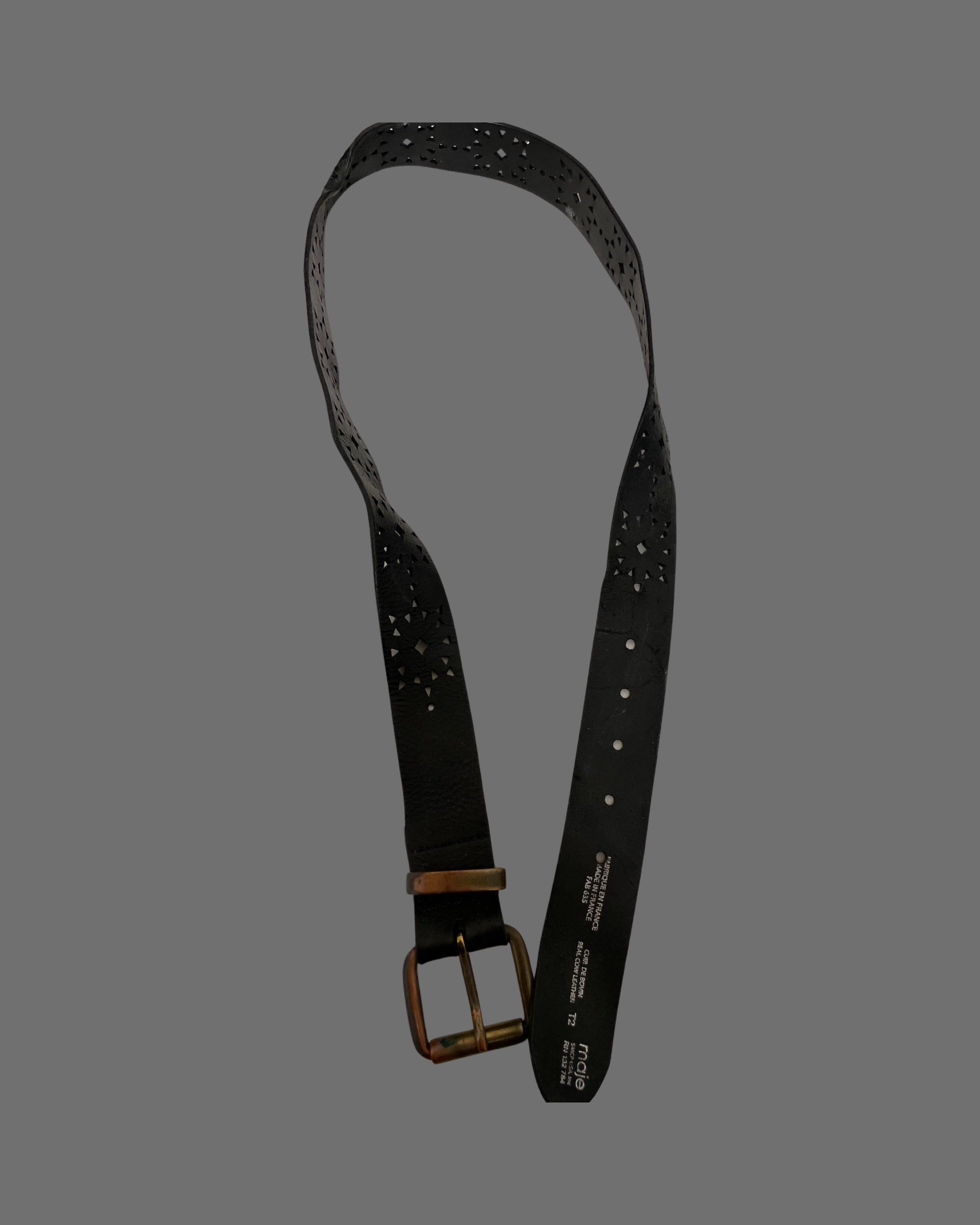 Vintage Maje black leather mens belt