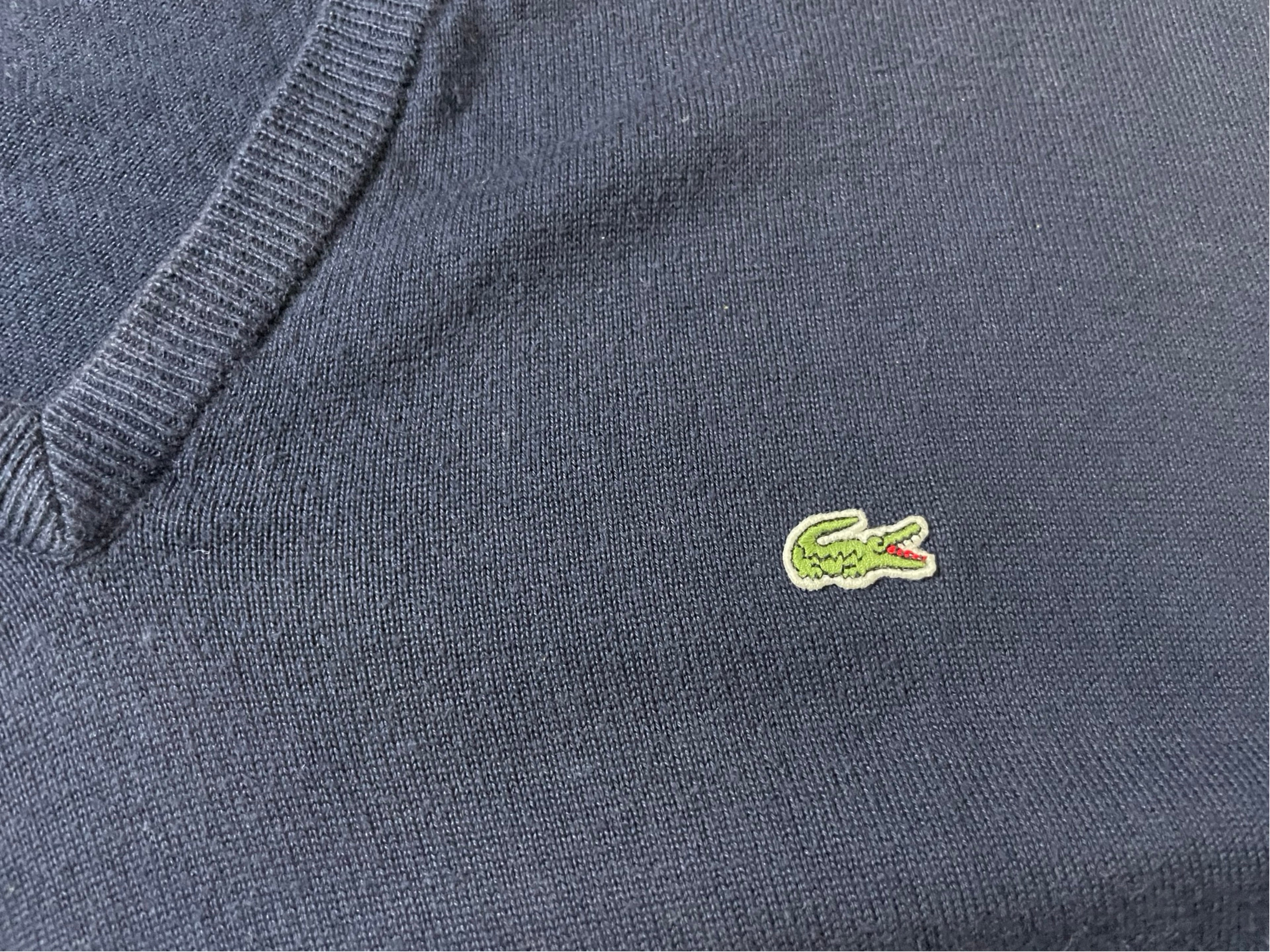 Lacoste vintage men’s v-neck sweater pullover size XXL navy SKU |4277
