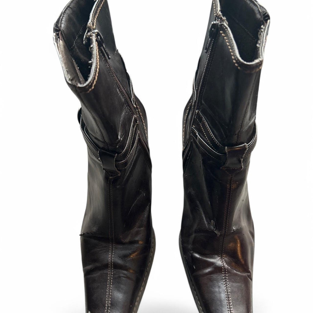 Ginu Kenduri Women’s Brown Patent Leather Ankle Boots – Size 41