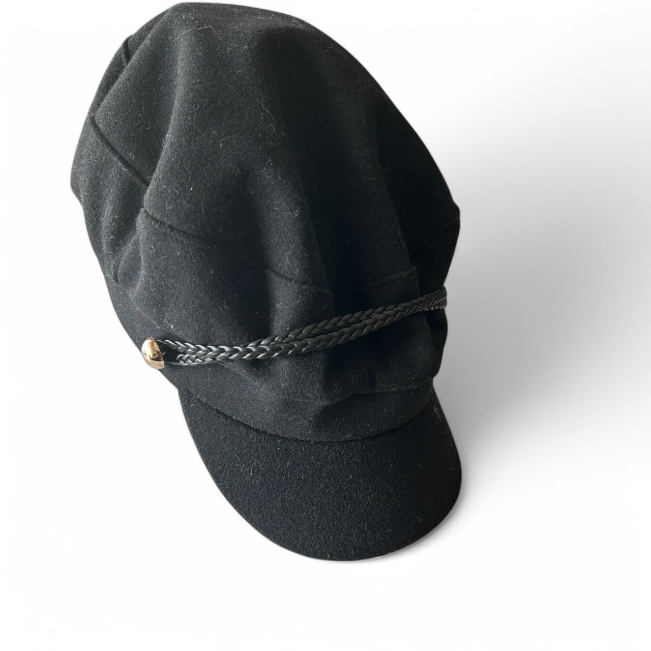 Black cotton and wool cap with braided detail #indie #grunge sku 6807