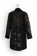 Made in Italy Black and multi-coloured Italian wool coat with a touch of boho flair #bohostyle #wintercoat one size 3XL L 38 W21 SKU 6892