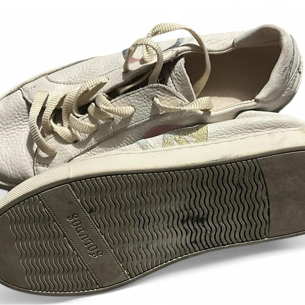 Soludos Ibiza Platform Casual Sneakers Women's Size 6 UK M, White Leather Shoes