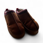 Tazmin Aztec Detail Faux Fur Lining Platform Slipper In Chestnut Faux Suede
