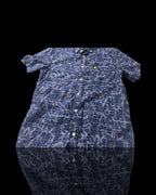 Lyle And Scott Vintage Mens Printed button up Through shirt Navy Pool Print 