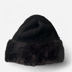Black faux fur beanie hat #winteraccessories sku 6821