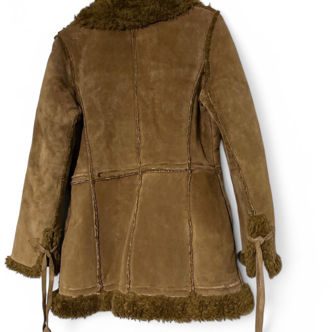 Vintage Y2K WOMEN Topshop Size Brown Suede Penny Lane Afghan Coat Jacket Boho Hippy in XL/L l35 w25 SKU 6921