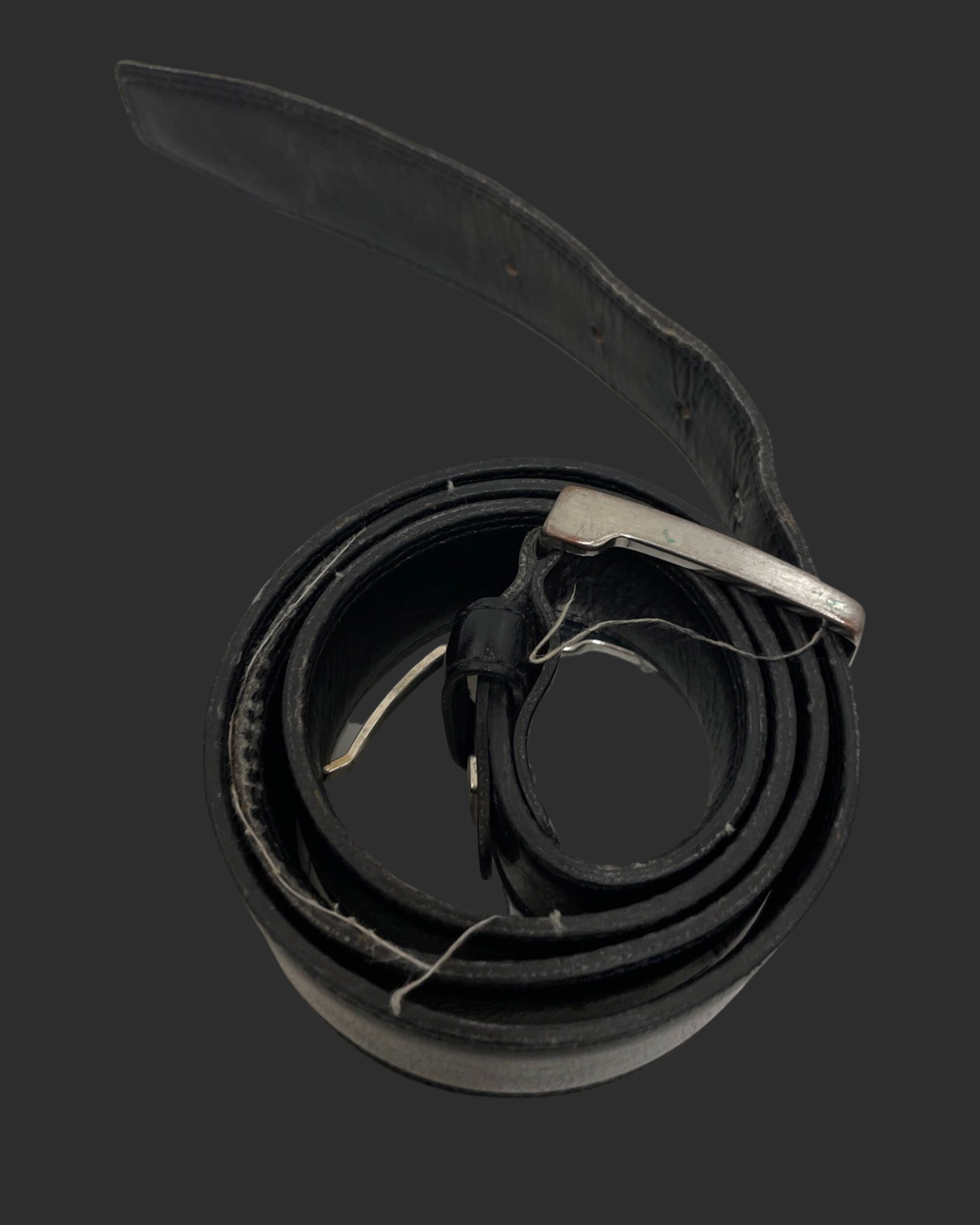 Vintage monti black leather mens belt size l