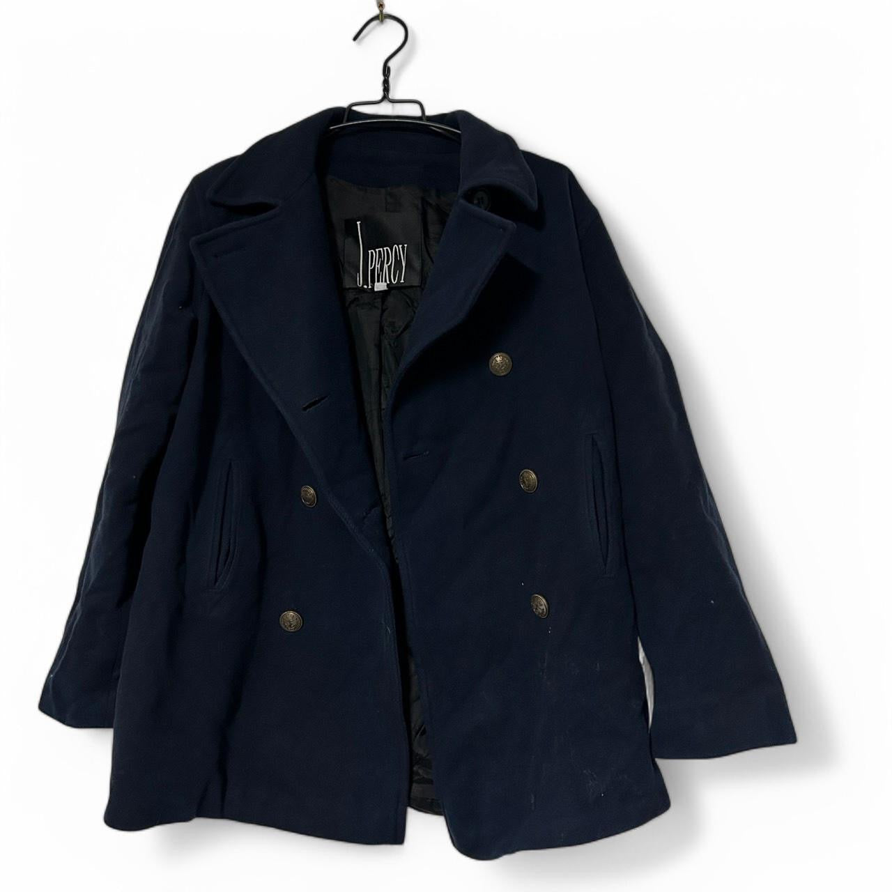 J Percy Womens Pea Coat Jacket Merino Wool Blended sz L SKU 6908 L31 W 20