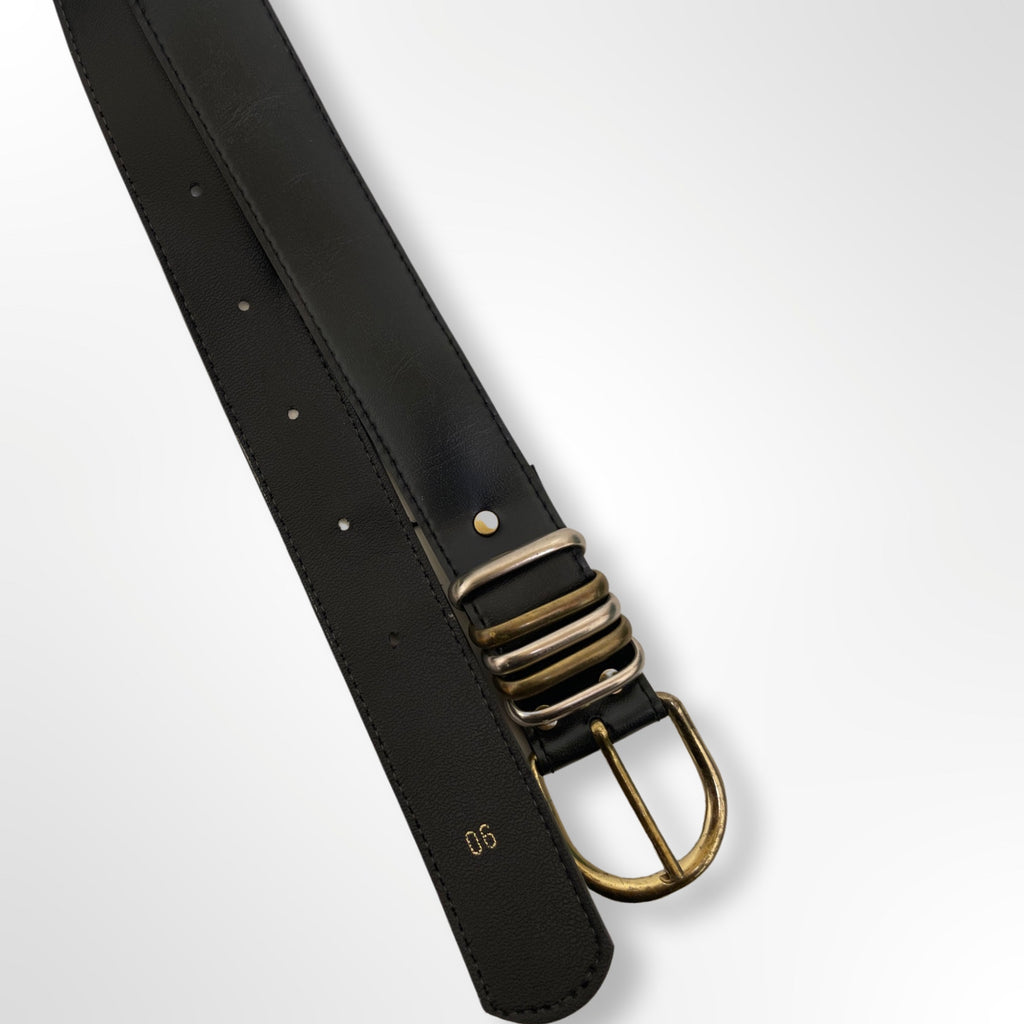 Vintage black leathers men belt