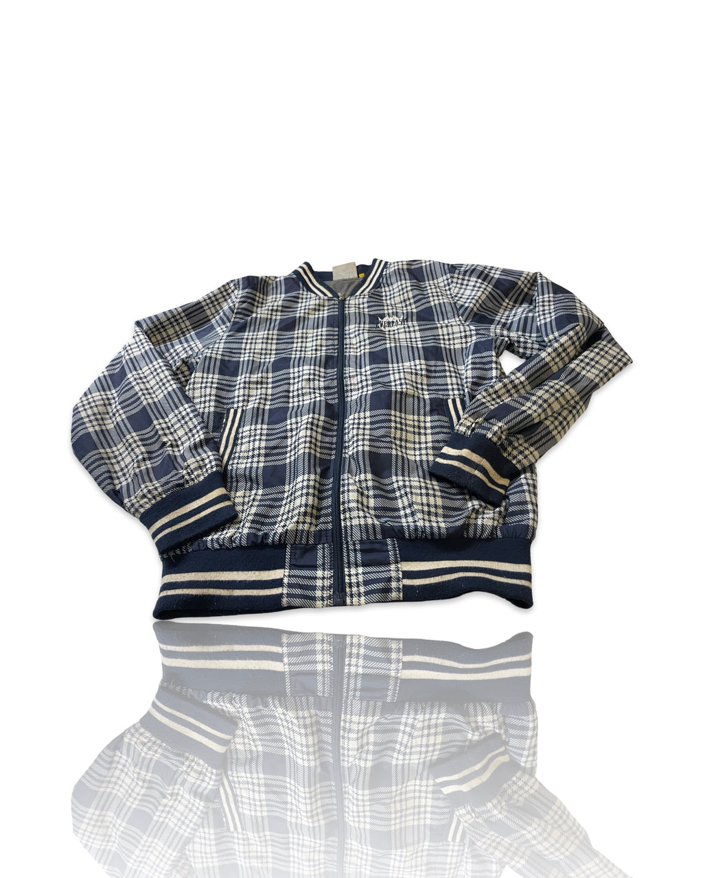 Vintage men blue & white checkered Everlast full zip jacket SKU 4290