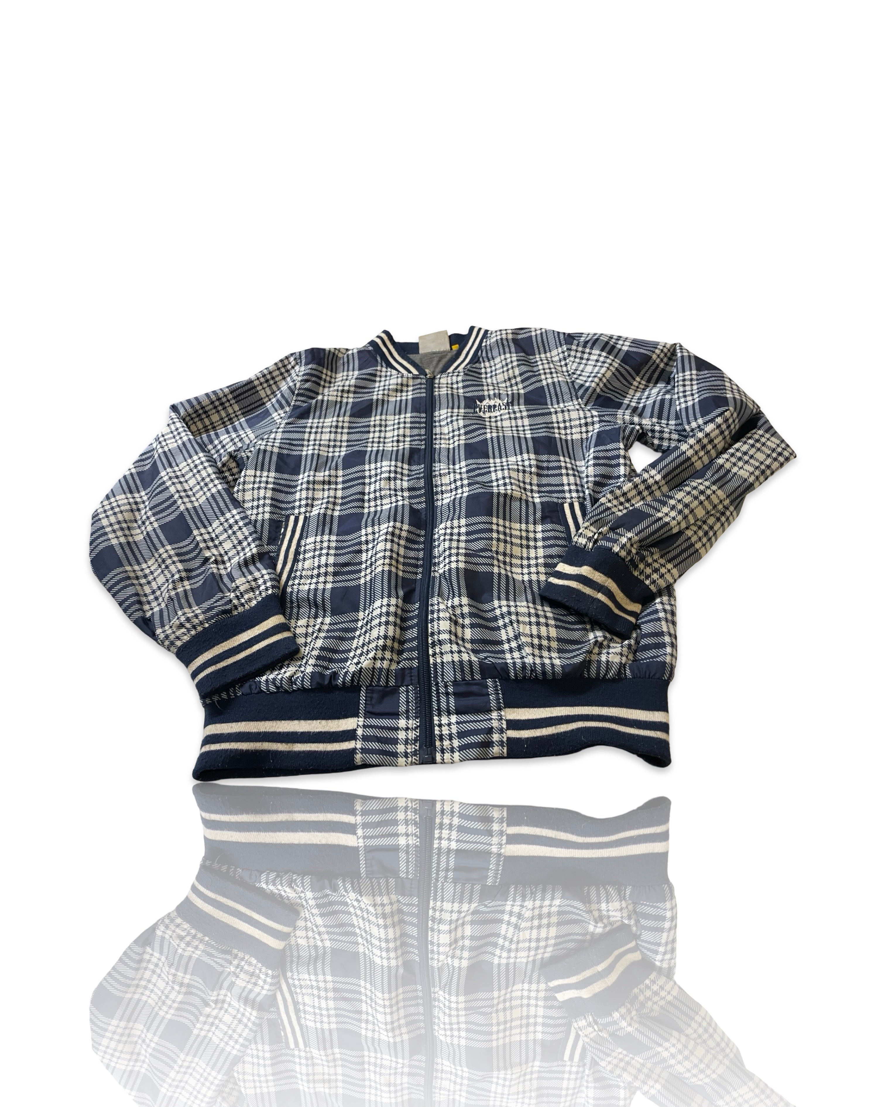 Vintage men blue & white checkered Everlast full zip jacket SKU 4290