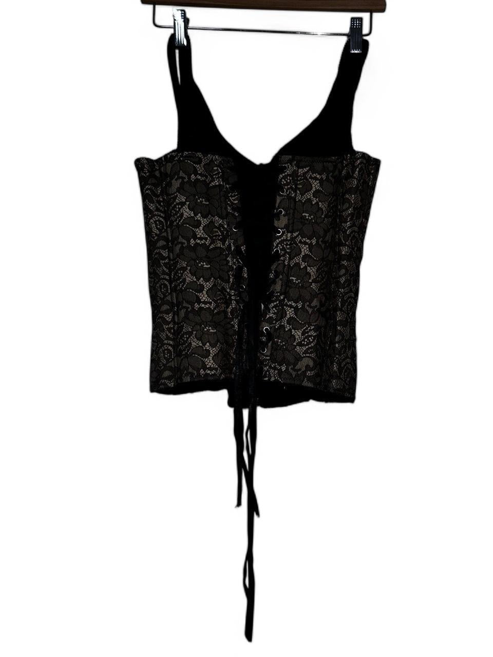 Full Strap Corset Stretch Satin Panels Bustier Lingerie in L SKU 6969 L 14 W14