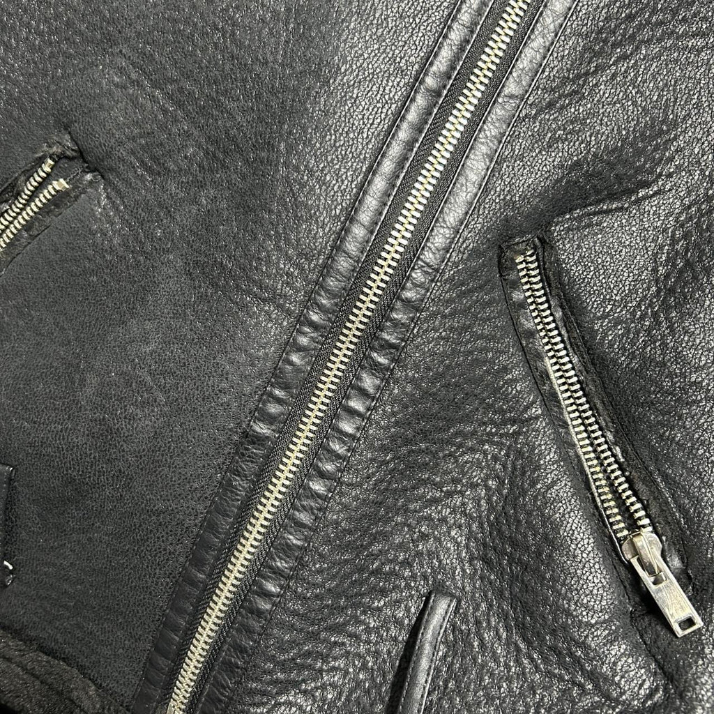 Man & Womans Black Faux Shearling Jacket Size S/M Outdoors - NO BELT  SKU 6919