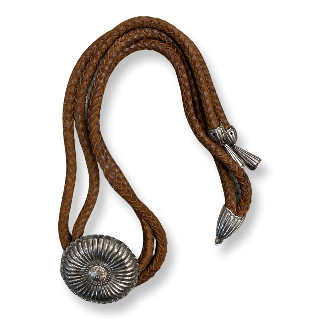 Rubynee Vintage y2k Brown faux leather bracelet with silver pendant