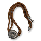 Rubynee Vintage y2k Brown faux leather bracelet with silver pendant