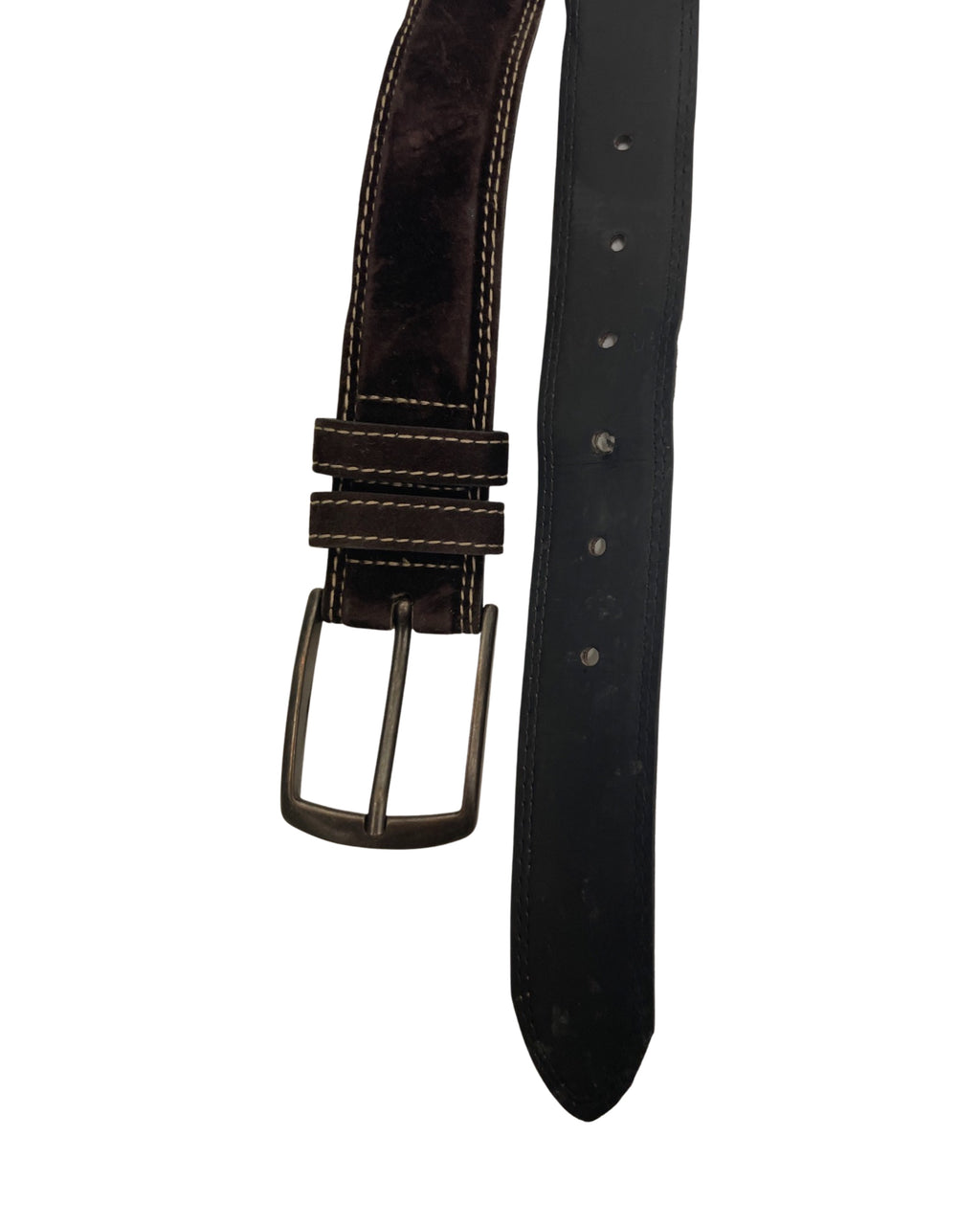 Vintage made in italy velvet brown leather mens belt size L