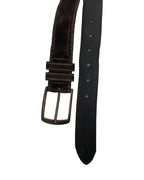Vintage made in italy velvet brown leather mens belt size L