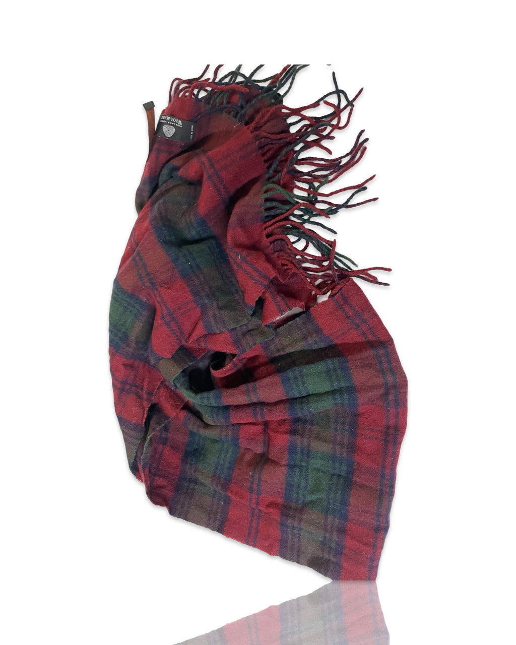 VTG  Lambswool Red Tartan Plaid Scarf Timberland|SKU 4198