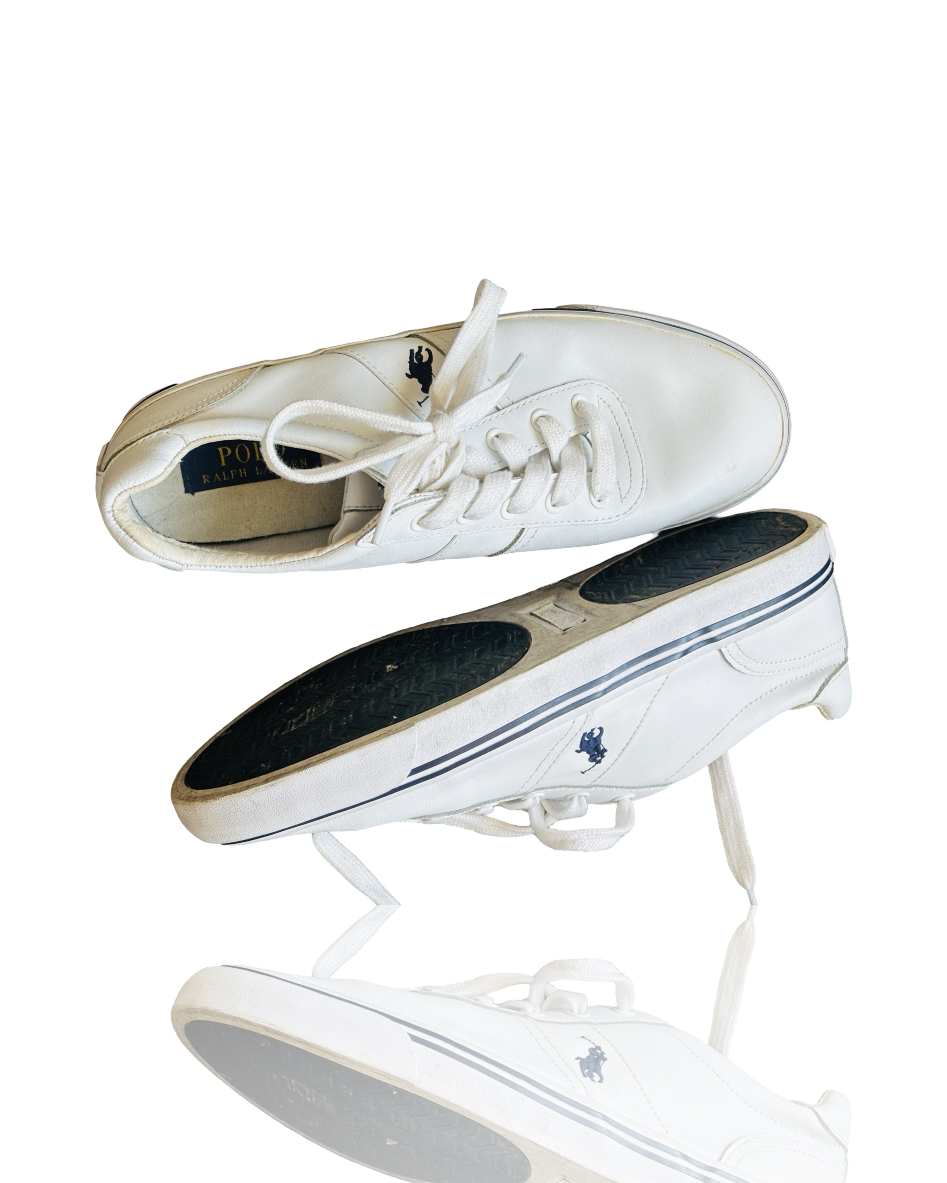 Vintage POLO RALPH LAUREN Leather Hanford Low Top Trainers - Men's UK Size 8"