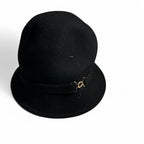 Black wool felt fedora hat with gold buckle hats Wool Hat  Adjustable  Color: Black sku 6796