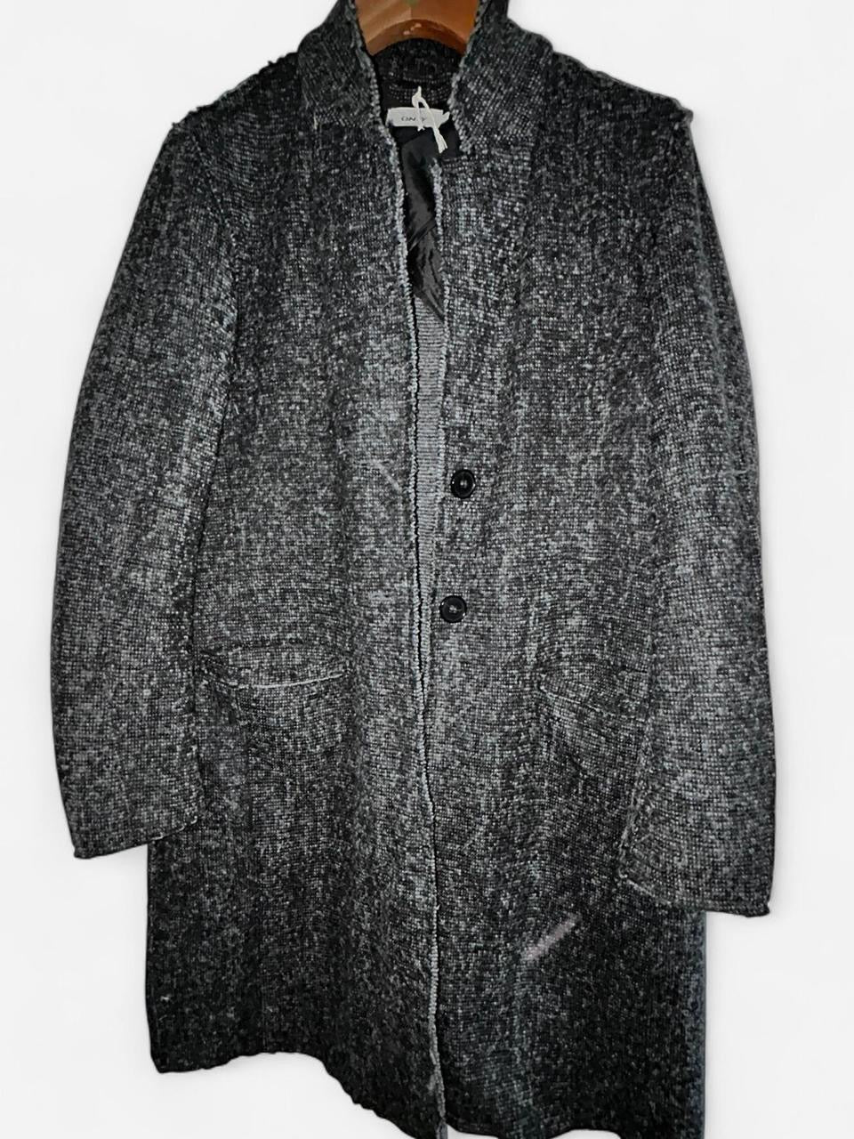 Women’s Grey and black vintage wool blend overcoat winter in xl collar to hem 41 pit to pit 20 sku 7070