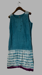 Per Una cocktails don Teal blue sleeveless dress with tie-dye effect and ruffle collar #boho #festivalvibes size 12/14 originally size 14 tailored to for 12