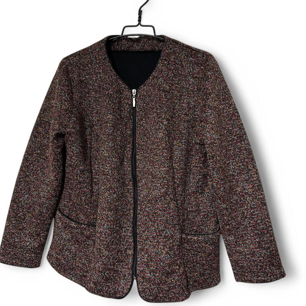 Vintage Women's Darex Red Mid-Length Knit Jacket with Subtle Sheen, One Size (27" Length, 24" Waist) - SKU 6912