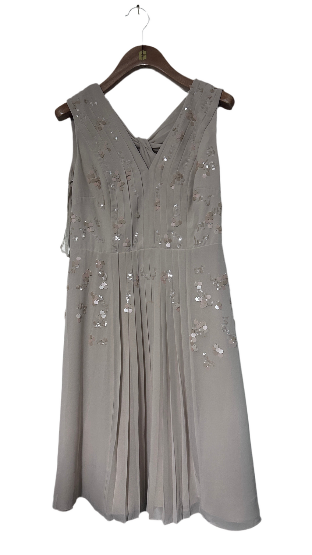 Women’s coach tan brown floral embroidered shorts maxi dress with open back, 