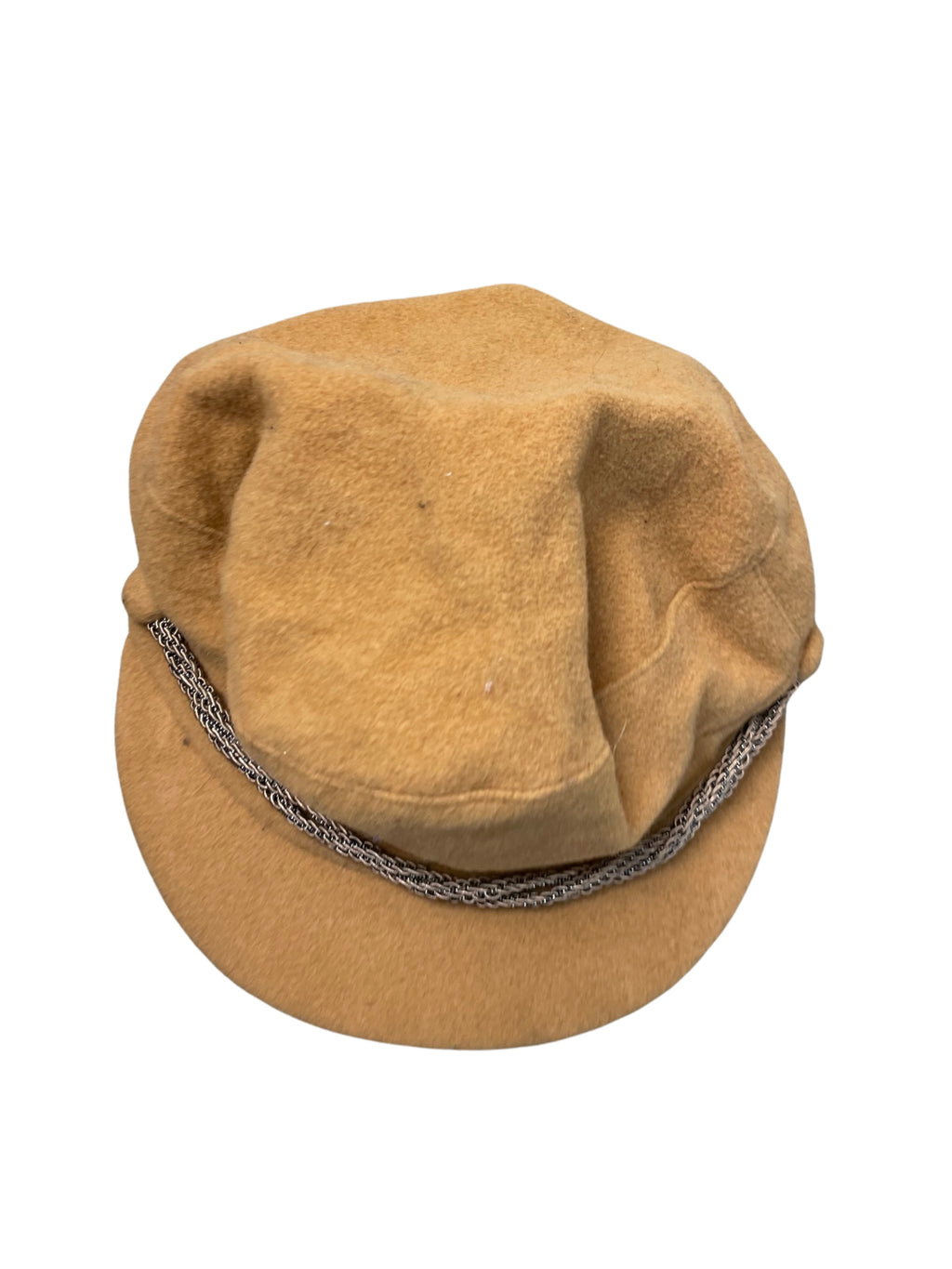 Rubynee Vintage y2k Womens Yellow H&M Peaked-Beret Hat With Metal Chain Letter B Crest