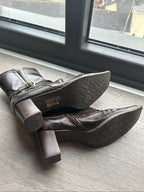 Ginu Kenduri Women’s Brown Patent Leather Ankle Boots – Size 41