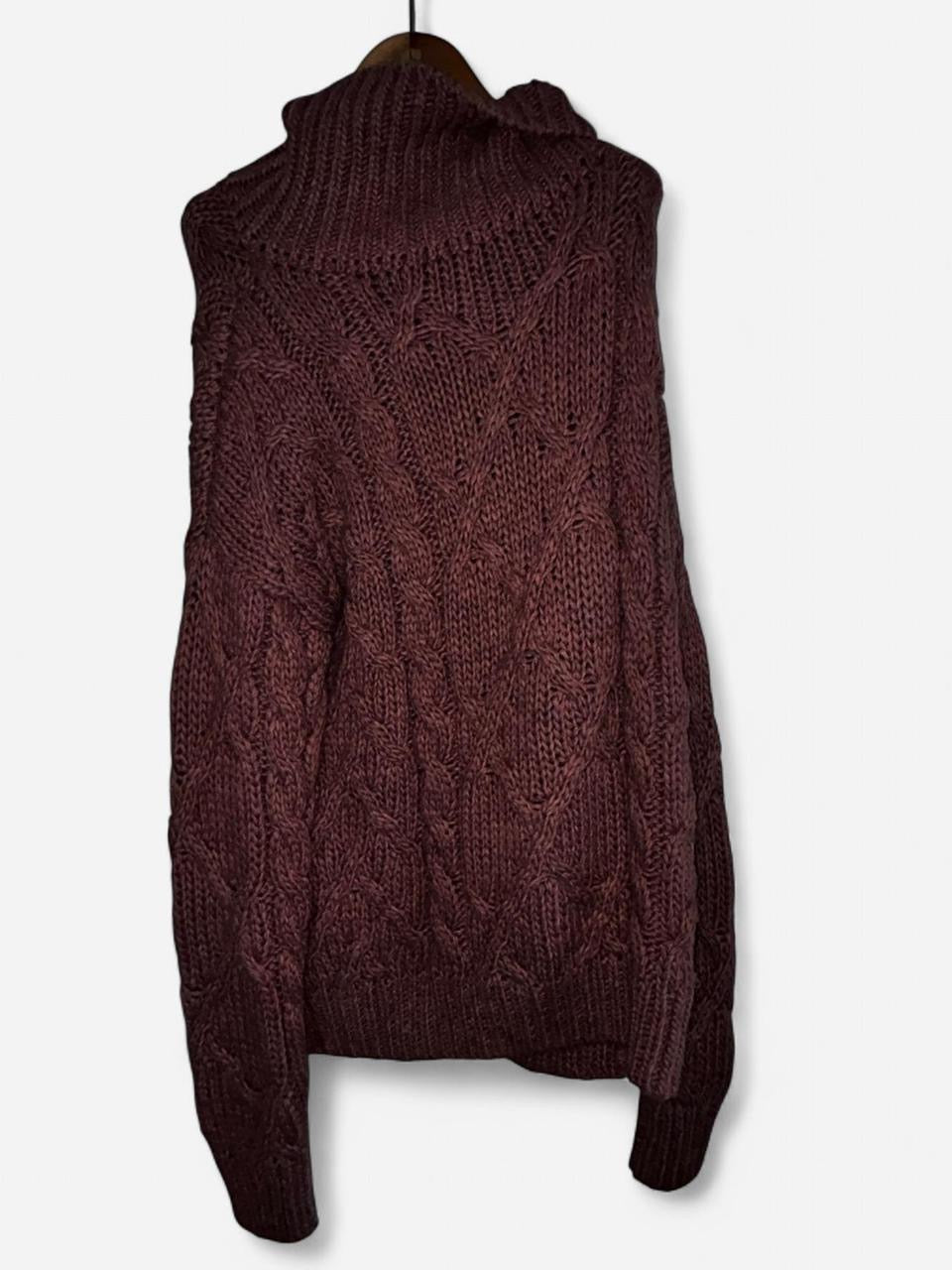 Burgundy Zara knit turtleneck sweater #winterknit