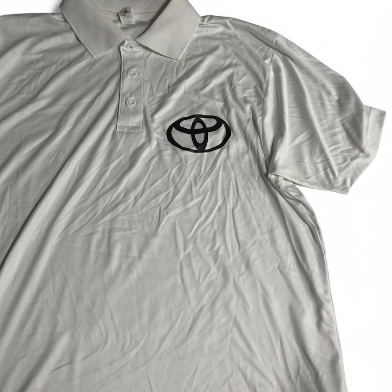 Vintage Toyota Performance logo Golf T-Shirt Men Polyester White Polo in M Sku 6843