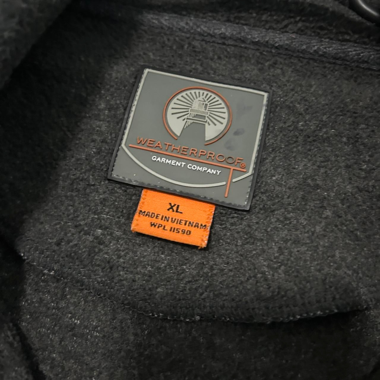 Vintage Weatherproof Garment Co. Men's Dark Gray Fleece Full-Zip Jacket with Pockets, Size XL - SKU 6869