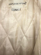 Women’s Cream Lafudge puffer jacket with quilted interior in size large #pufferjacket collar to hem 30 pit to pit 26 sku 7076