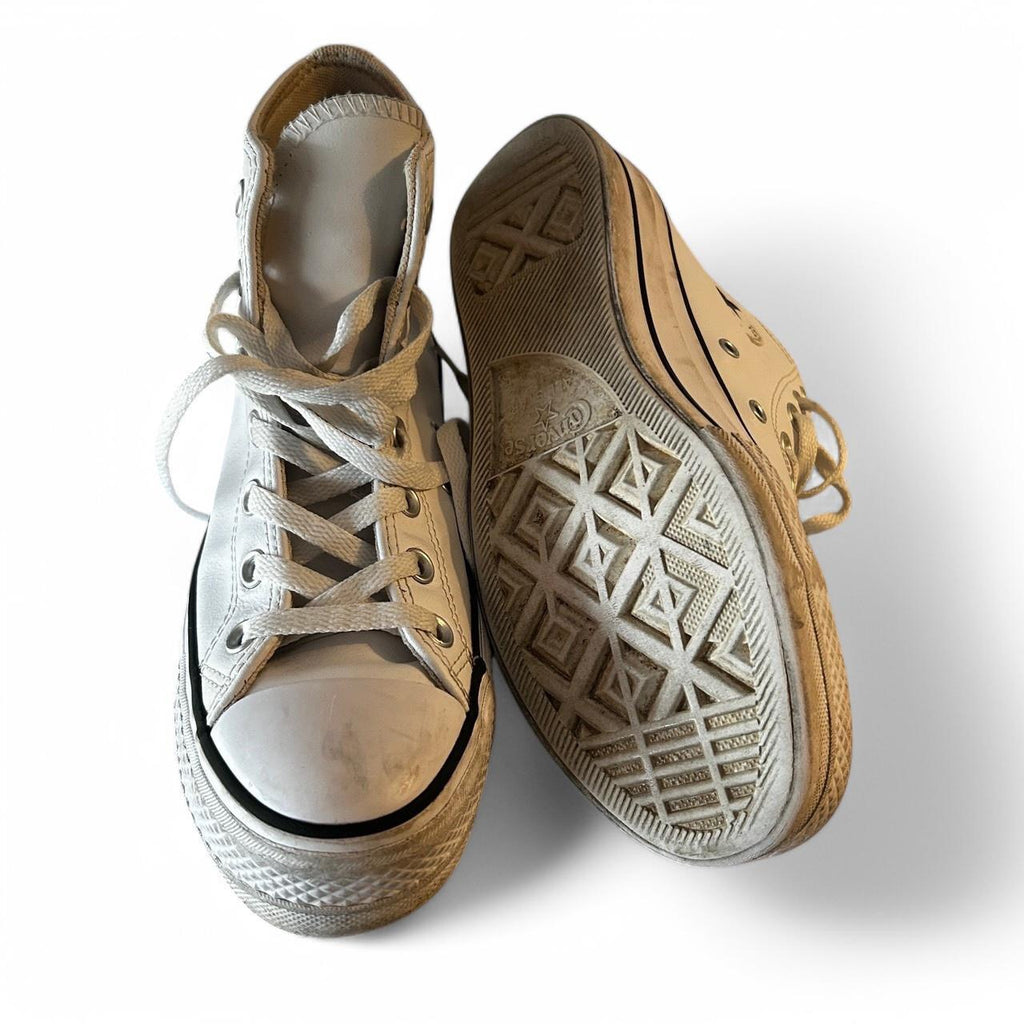 Converse Chuck Taylor All Star Lift Platform Leather Shoes In White Uk5 SKU 6828
