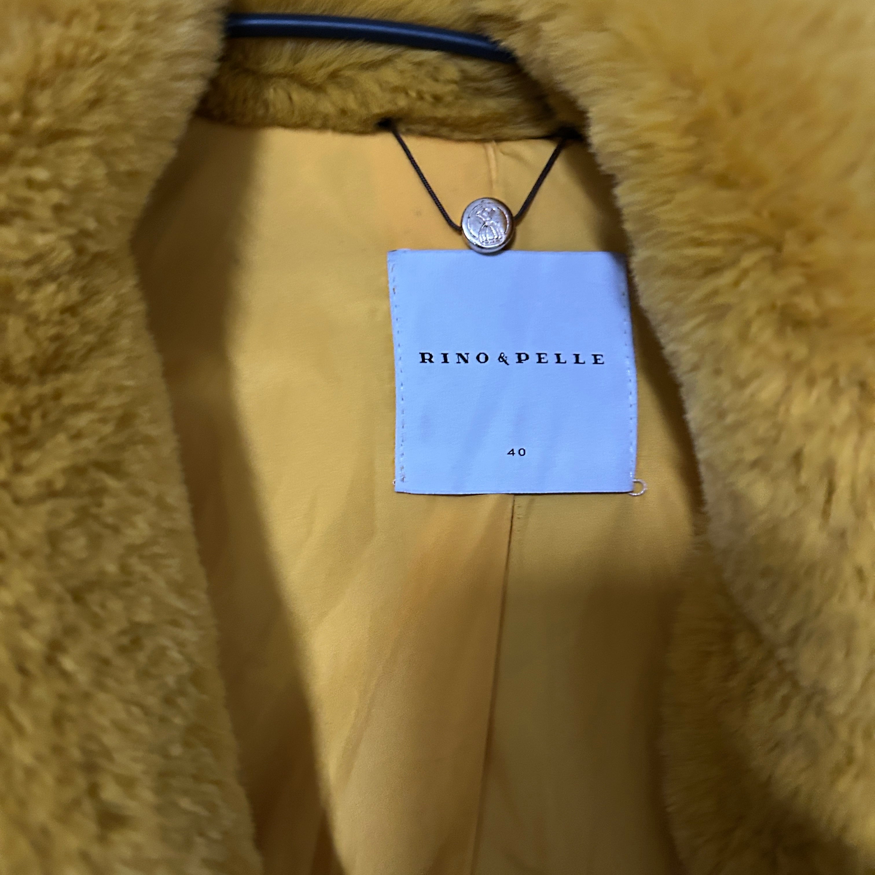 Rino & Pelle yellow faux fur jacket with heart detail #fauxfurjacket L30 W20 in medium SKU 6889