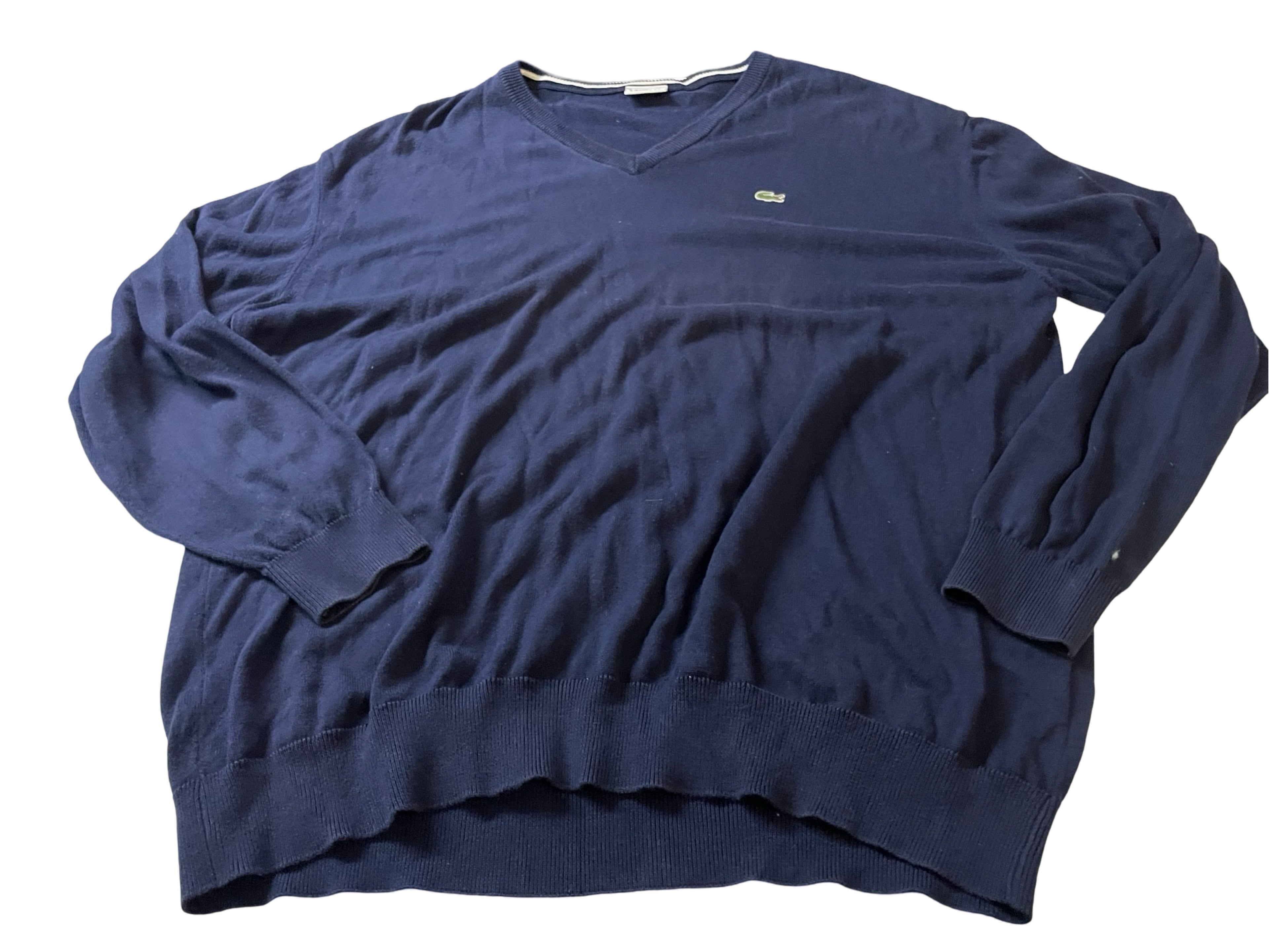 Lacoste vintage men’s v-neck sweater pullover size XXL navy SKU |4277