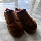 Tazmin Aztec Detail Faux Fur Lining Platform Slipper In Chestnut Faux Suede