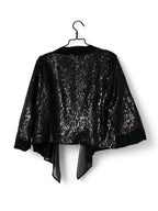 Per Una Women's Black Sequin Cropped open front Jacket Size 14 L25W17 SKU 6948