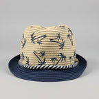 Vintage kids 4-7 years Palm tree Patterned cream Fedora hat SKU 7276
