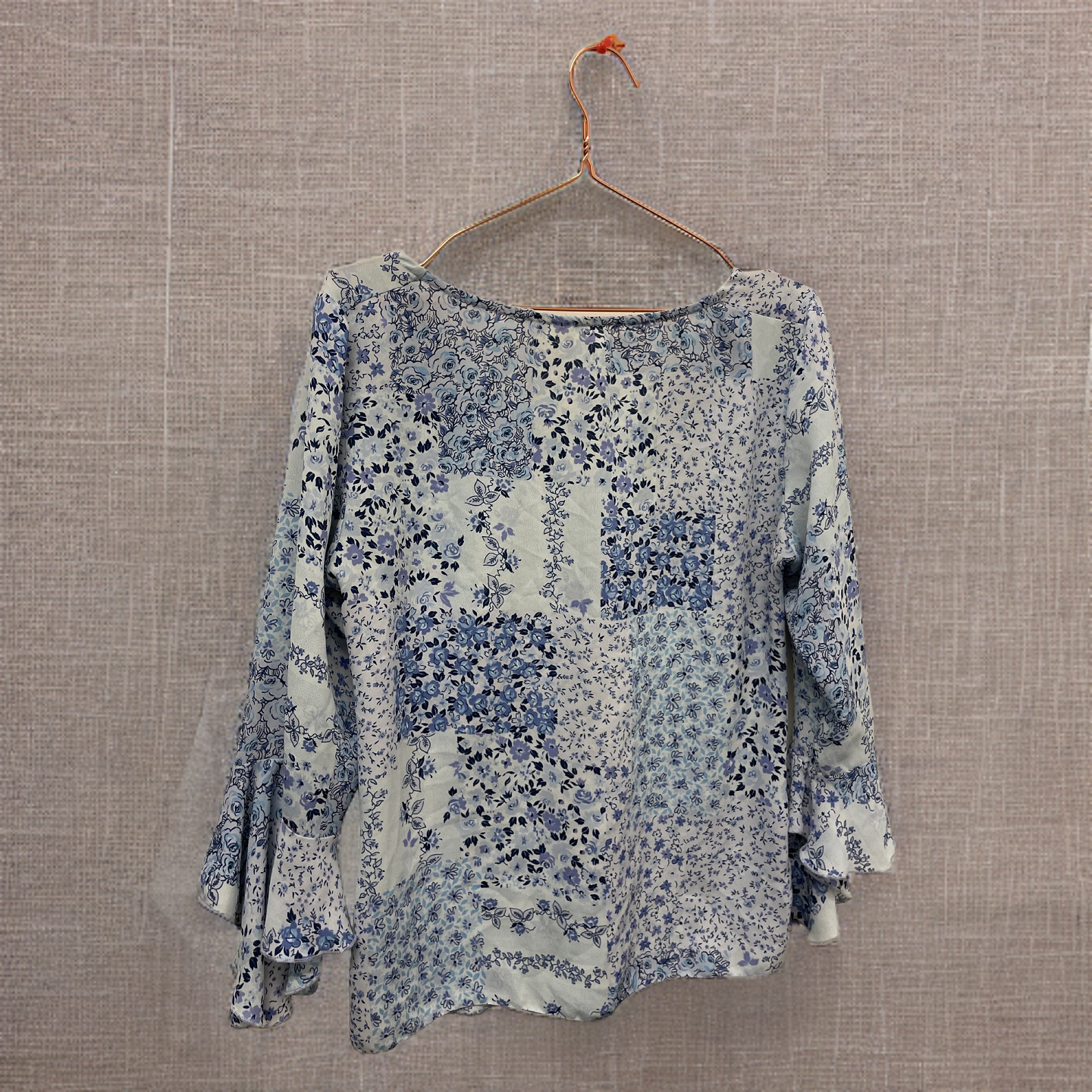 Rubynee  Vintage y2k blue floral printed cotton blouse size 8