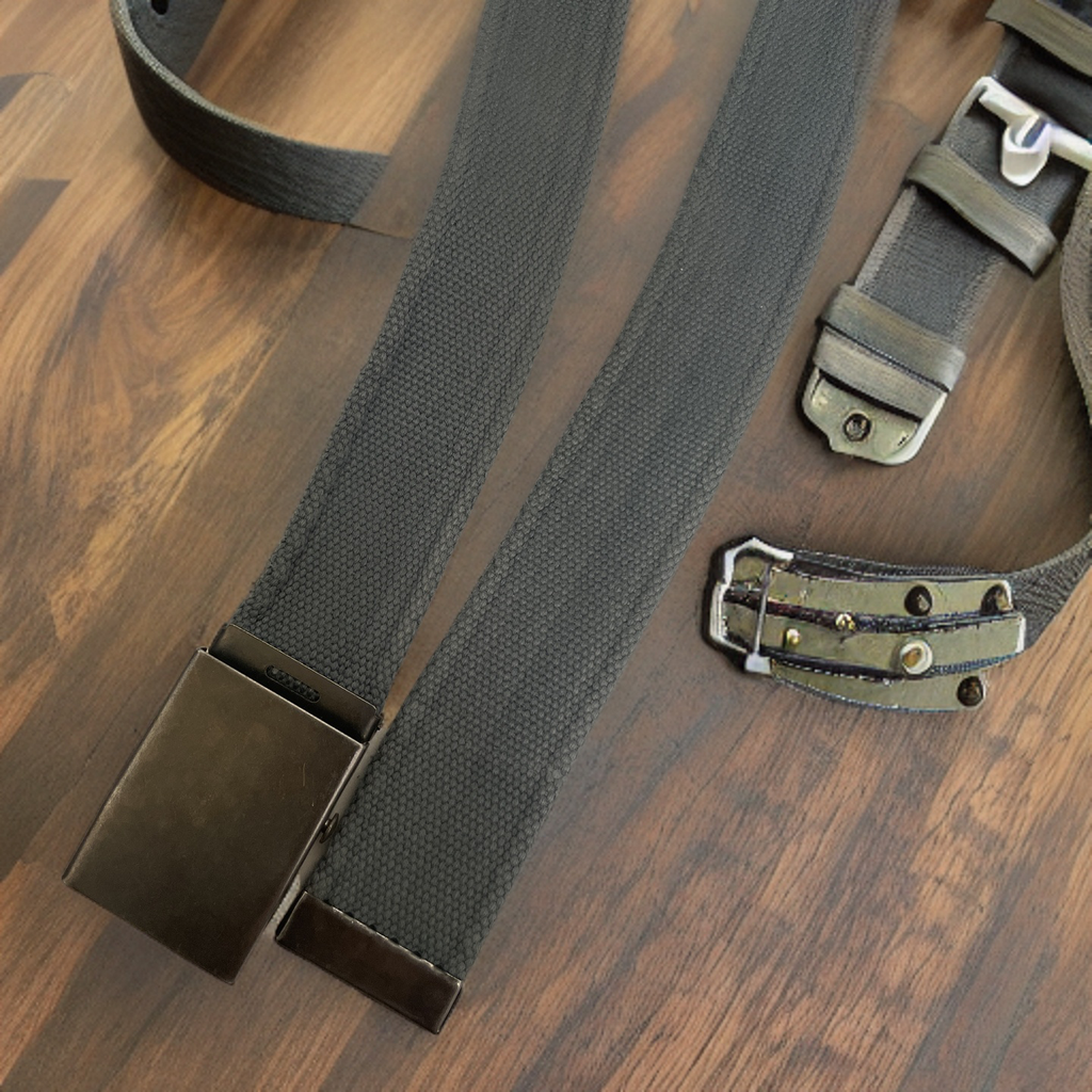 Vintage large blue military adjustable buckle belt