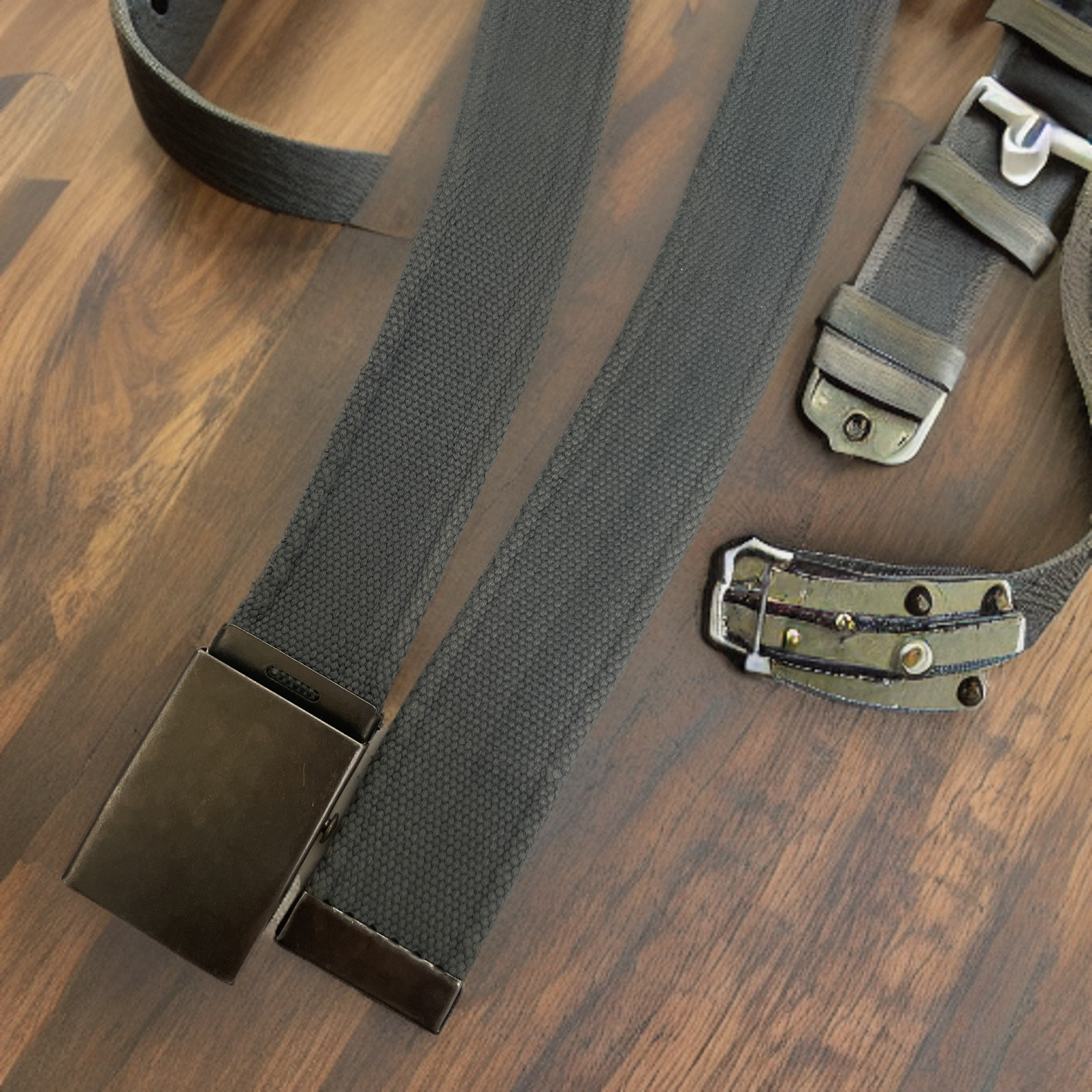 Vintage large blue military adjustable buckle belt