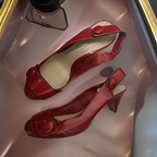 Vintage Red Women's made in vietnam Leather heel Sandals size 5