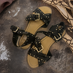 vintage woman kurt geiger black studded strap ankle sandal size 39