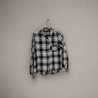 RUBYNEE Vintage y2k FB Sister black & white checkered long sleeve shirt size XS