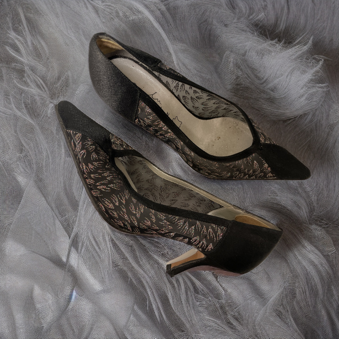 Vintage made in spain Black Lace Pumps size 38