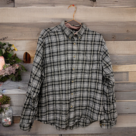 RUBYNEE Vintage y2k womens dunnes regular fit grey checkered long sleeve shirt size XL